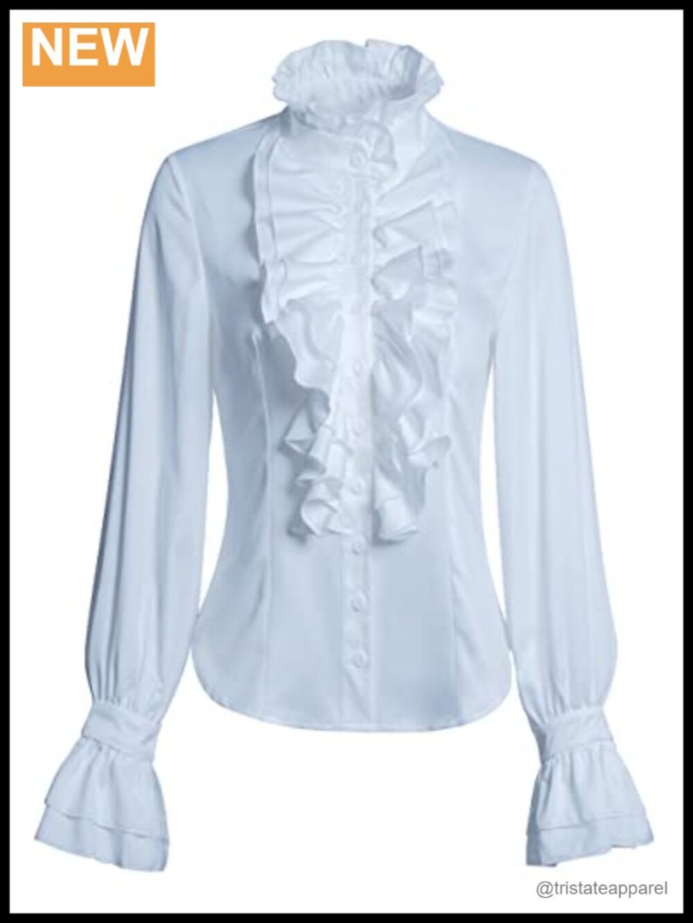 Victorian Gothic Ruffle Lotus High Neck Long Sleeve Blouse Button Down Shirt